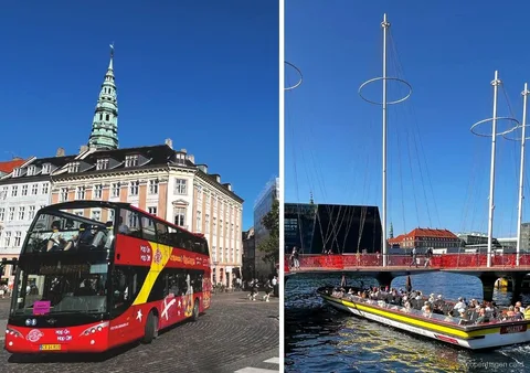 Bilhete de Autocarro e Barco em Copenhague com o ônibus turístico e o cruzeiro pelos canais