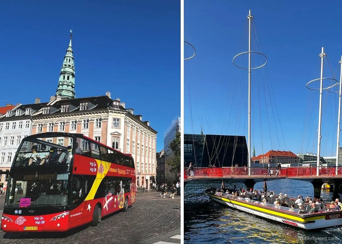 Combo de bus turístico y crucero por los canales del Billete de Bus y Barco de Copenhague