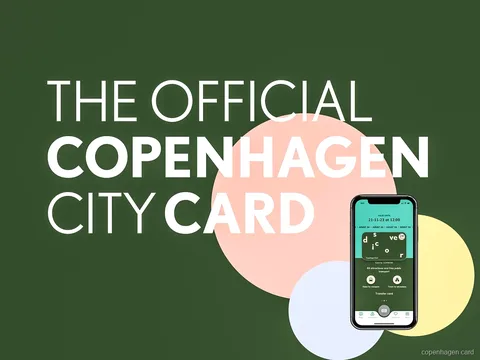 Copenhagen Card Discover digital pass with the city's canal houses in the background
